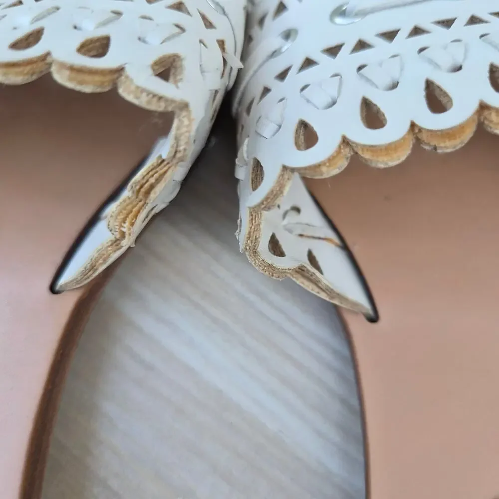 Indigo‎ Rd White Laser Cut Eyelet Slide Sandals - Sz 5.5 Boho Cottagecore - Picture 5 of 7